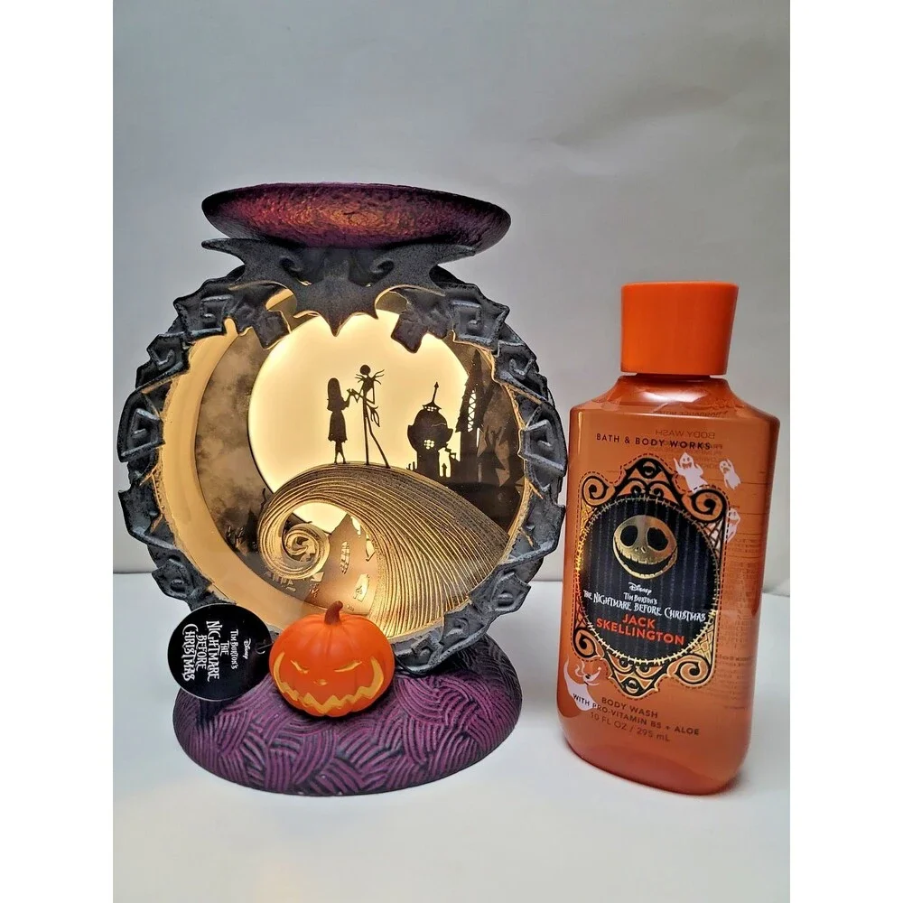 NWT Bath  Body Works Nightmare Before Christmas Spiral Hill Candle Holder +Bonus